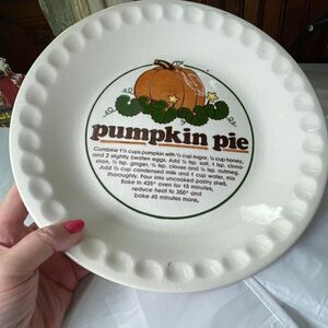 Vintage Mount Clemens Pottery 11” pumpkin pie recipe Deep Dish pie pan.
